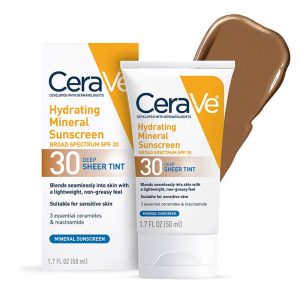 Hydrating Mineral Sunscreen SPF 30 Face Sheer Tint, Shade: Deep